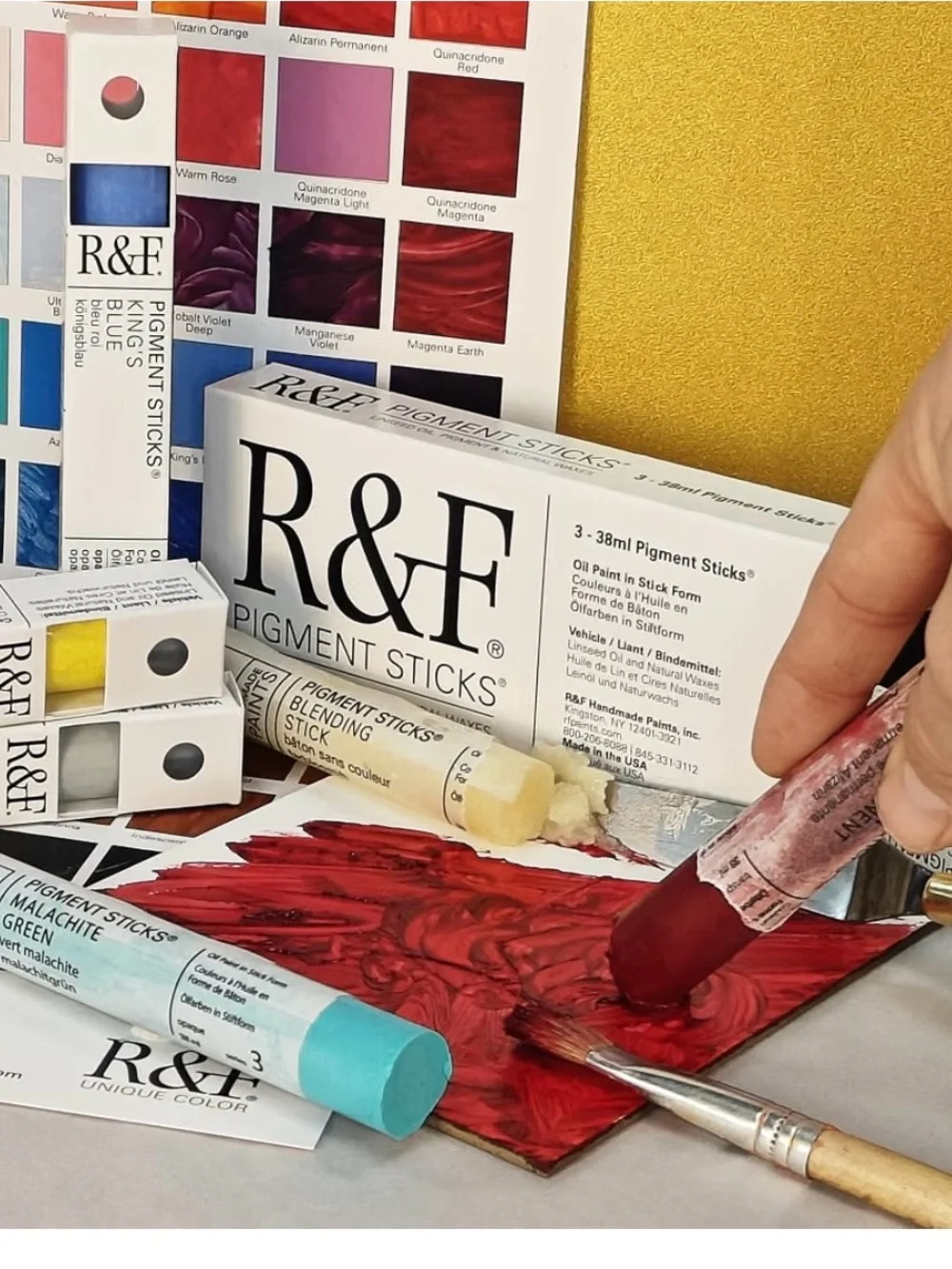 R&F Handmade Paints Professional Oil Opaque Color Set Pigment Sticks - Set of 6